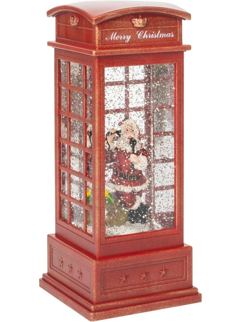Vintage Lighted Swirl Santa in Phone Booth - Festive Christmas Decor, Unique